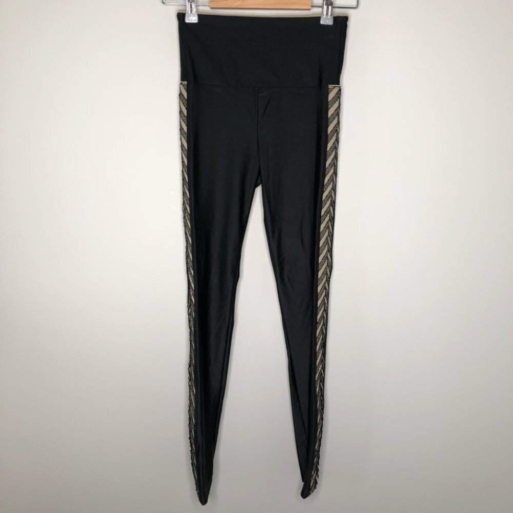 KORAL Black Leggings with Side Texture Strip